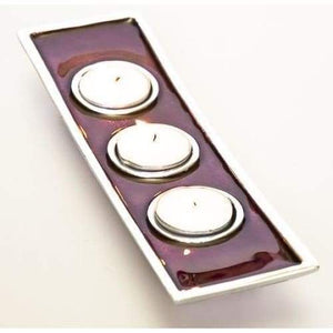 Red Enamelled Aluminium Triple Tealight Holder - fineandsandy