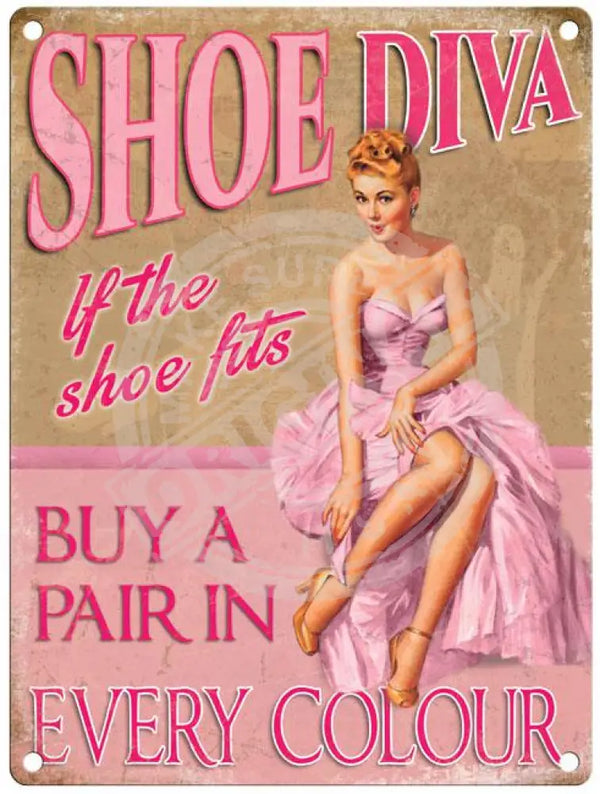 Metal Sign Small - Shoe Diva by Original Metal Sign Company