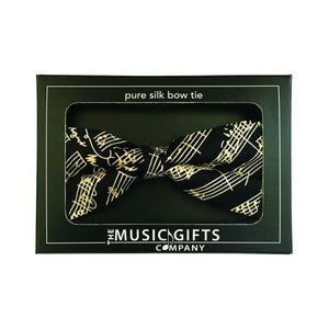 Silk Bow Tie Black - Black Mozart Manuscript - fineandsandy