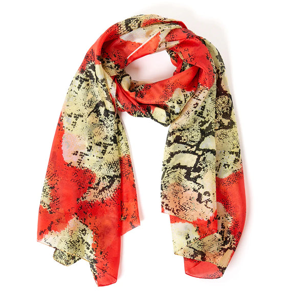Red Snake Print Silk Scarf - Tilley & Grace