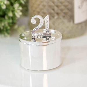 Silver plated trinket box with crystals - 21st birthday - fineandsandy