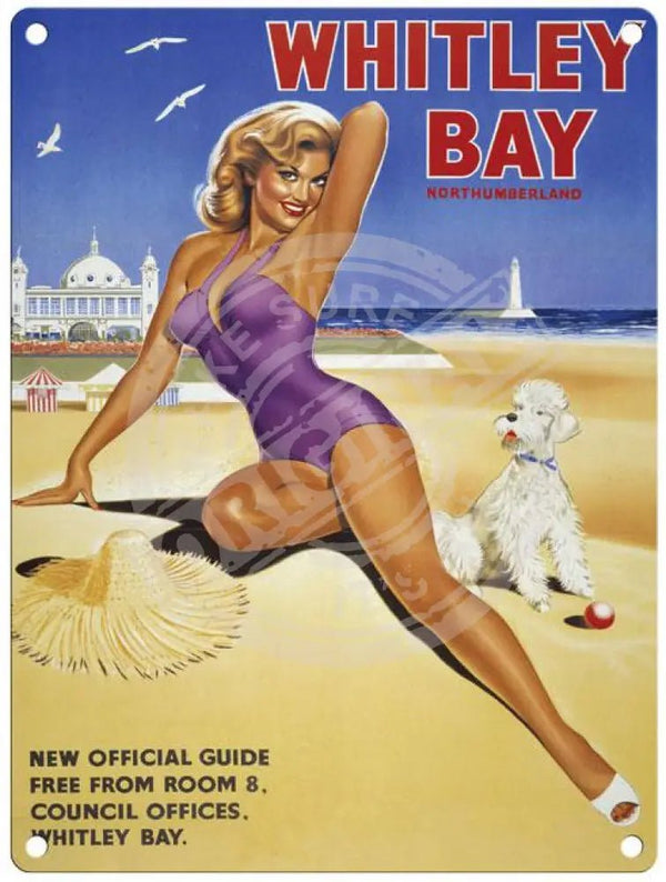 Small Metal Sign Whitley Bay swimsuit by The Original Metal Sign Company - fineandsandy