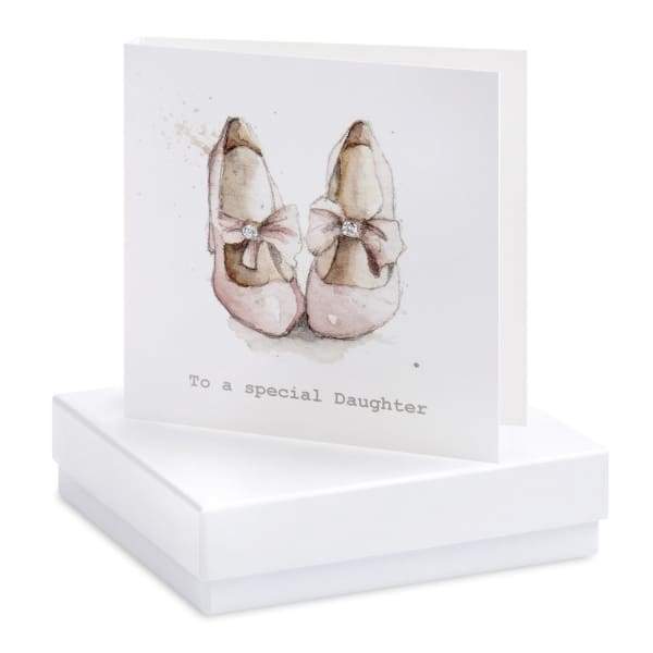 Special Daughter Party Shoes Silver Earring On Designer Card by Crumble and Core - fineandsandy