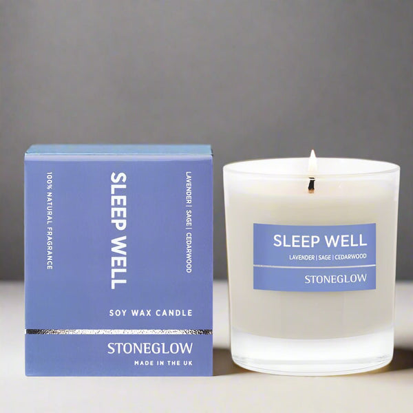 Stoneglow Sleep Well Candle - Lavender Sage & Cedarwood - Fine & Sandy