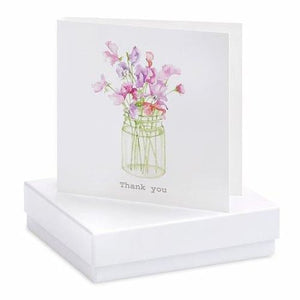 Sweet Pea Thank You Silver Earrings On Designer Card by Crumble and Core - fineandsandy