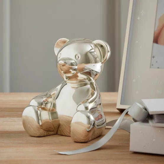 Teddy Bear Silver Plated Money Box - fineandsandy