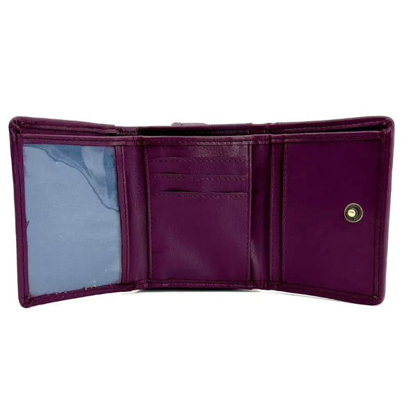 Trifold Purse in Purple and Green Plaid - Harris Tweed - fineandsandy