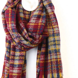 Wine - Tartan Check Scarf - fineandsandy