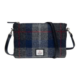 Zip Purse Bag - Harris Tweed Blue Check - fineandsandy