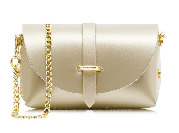 Gold Leather Barrel Bag Gold