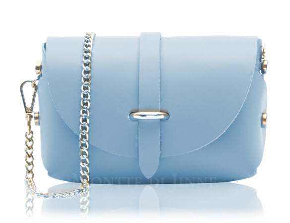 Light Blue Leather Barrel Bag