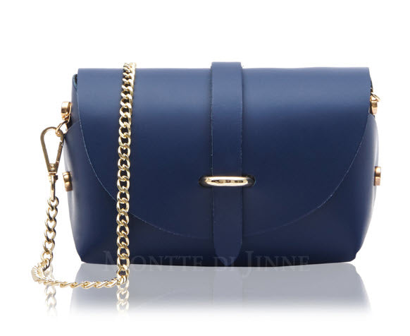 Navy Leather Barrel Bag