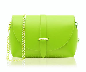 Lime Green Leather Barrel Bag