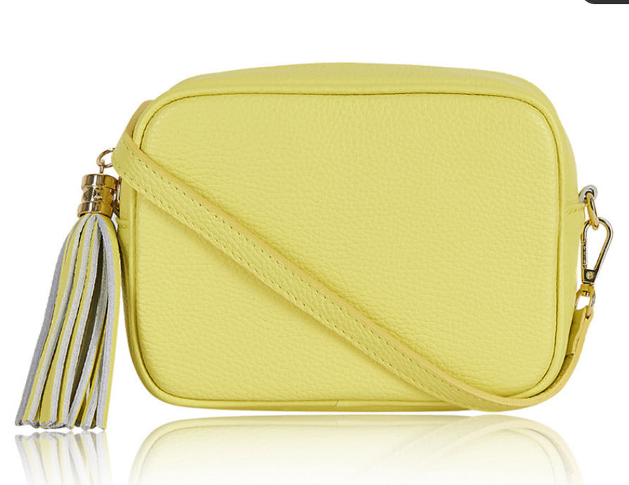 Lemon Tassel Handbag In Italian Leather