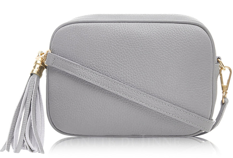 Light Grey Tassel Handbag In Italian Leather