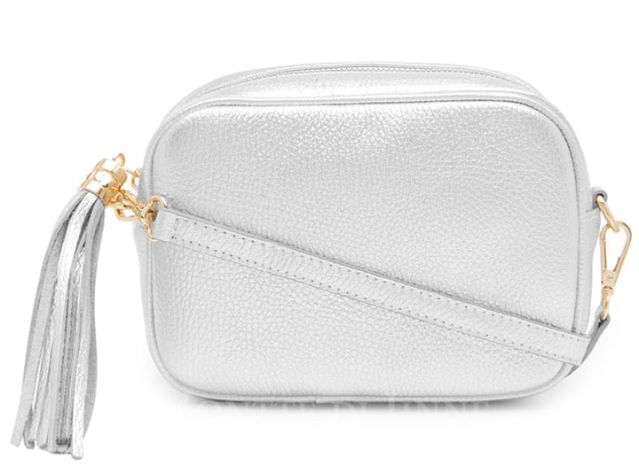 Silver Tassel Handbag In Italian Leather