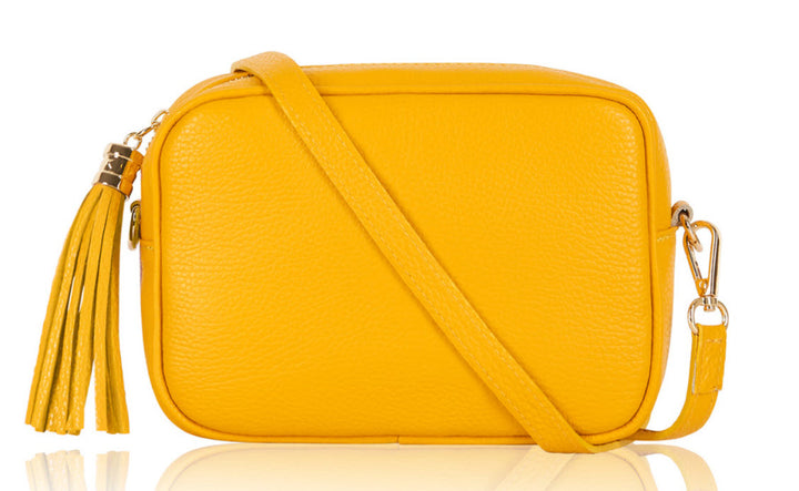Yellow Tassel Handbag In Italian Leather