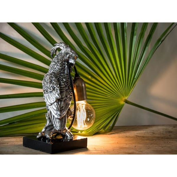 Aluminium & Nickel Parrot Table Lamp