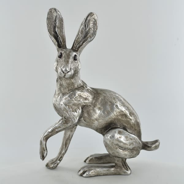Antique Effect Silver Coloured Buttercup Hare