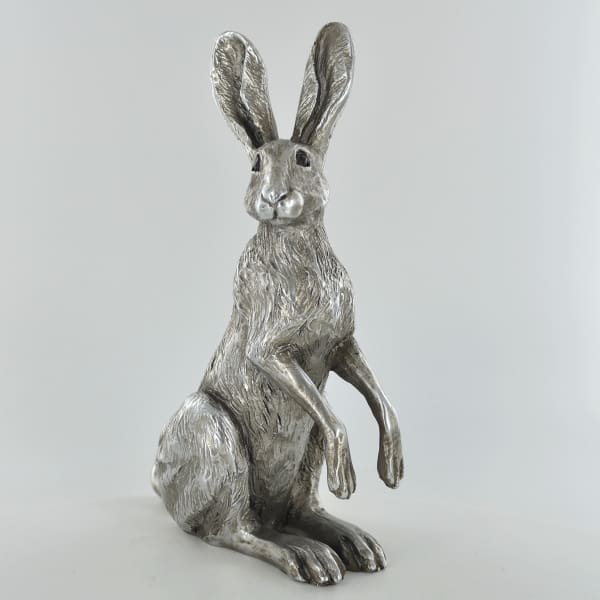 Antique Effect Silver Coloured Poppy Hare