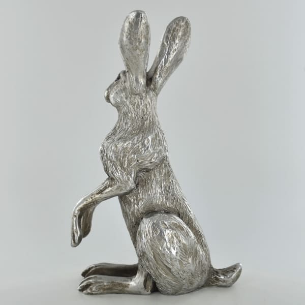 Antique Effect Silver Coloured Poppy Hare