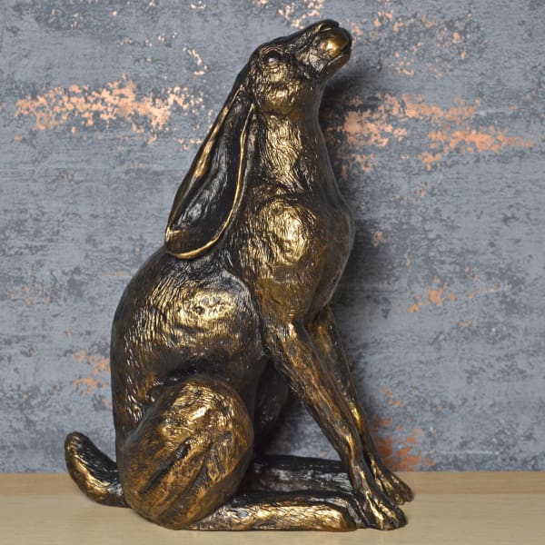 Bronze Effect Moonbeam Hare - 27cm Tall