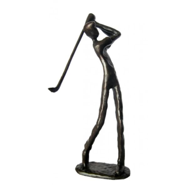 Bronzed Metal Golfer Sculpture