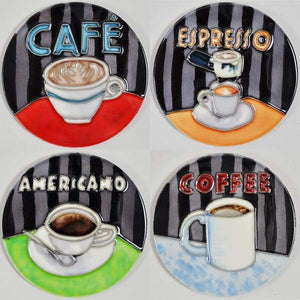 Ceramic Coffee themed Coasters by Anastasia Rici - Set Of 4