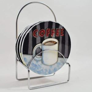 Ceramic Coffee themed Coasters by Anastasia Rici - Set Of 4