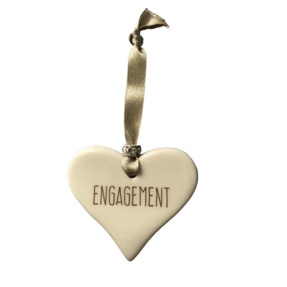 Ceramic Heart Engagement with Gold ribbon by Dimbleby