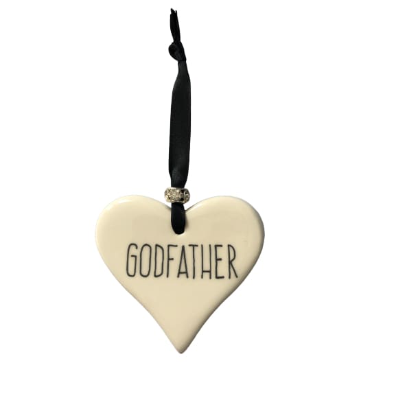 Ceramic Heart Godfather with Black ribbon by Dimbleby
