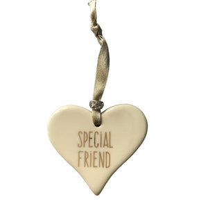 Ceramic Heart Special Friend with Gold ribbon by Dimbleby