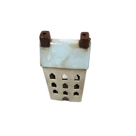 Ceramic House Lantern Aqua - Small