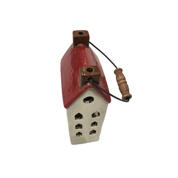 Ceramic House Lantern Red - Small
