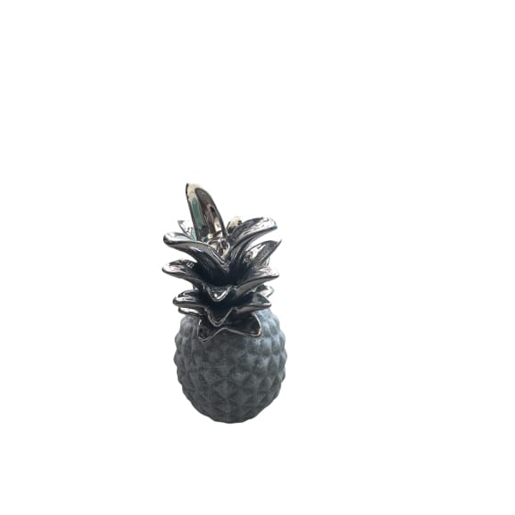 Ceramic Pineapple - Whitewash & Silver Small