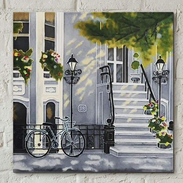 Ceramic Tile - Floral Staircase by Kay Grant 8 x 8"