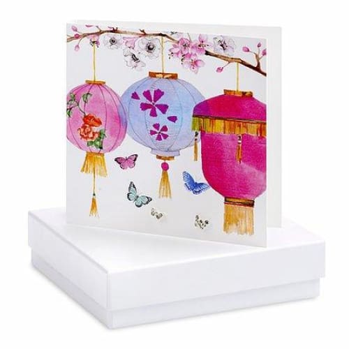 Chinese Lantern Silver Butterfly Earrings On Designer Card by Crumble and Core