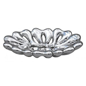 Chrome Silver Ceramic Petal Dish - Home - Ornaments