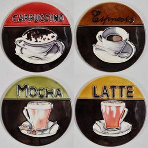 Coffee Theme Ceramic Coasters - Set Of 4