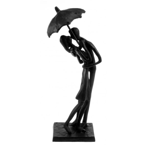 Couple Kissing In The Rain Metal Sculpture