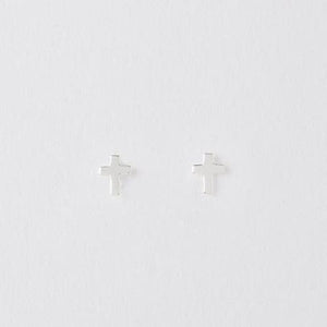 Dove Cross Silver Earrings On Designer Card by Crumble and Core