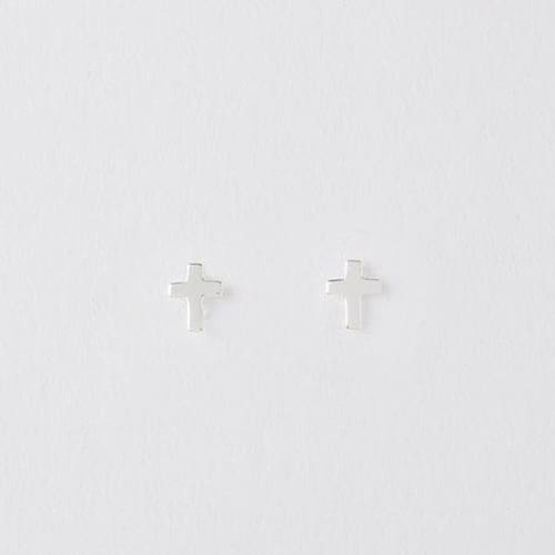 Dove Cross Silver Earrings On Designer Card by Crumble and Core
