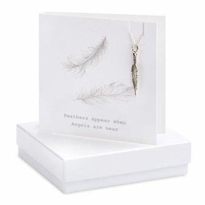 Feather Necklace on Presentation card by Crumble and Core