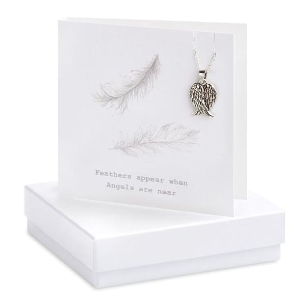 Feather & Wings Necklace on Presentation card by Crumble and Core