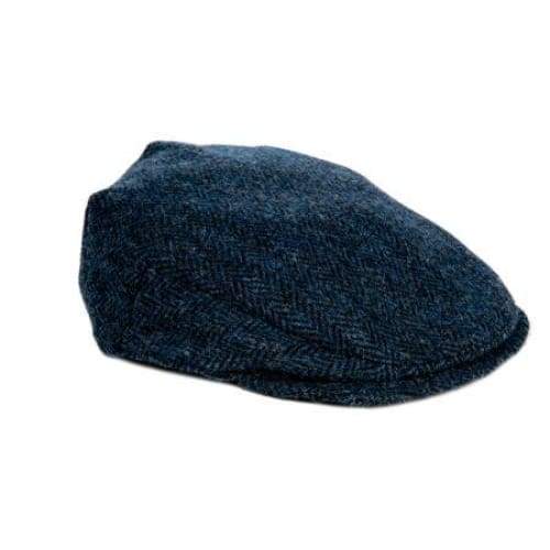 Flat Cap - Blue Herringbone Harris Tweed