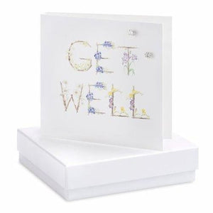 Get Well Silver Earrings On Designer Card by Crumble and Core