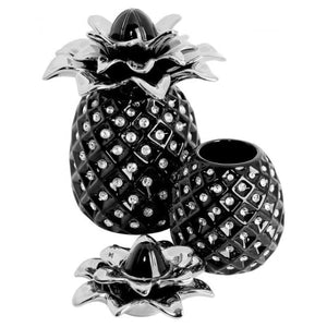 Glass Stud Black Ceramic Pineapple Jar