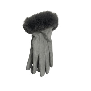 Grey Glove with faux fur trim by Peace of Mind