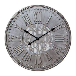 Grey Metal Wall Clock - 60cm