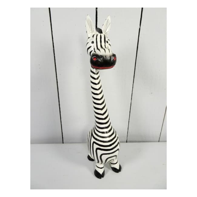 Hand-painted Fairtrade Standing Wooden Zebra - Small